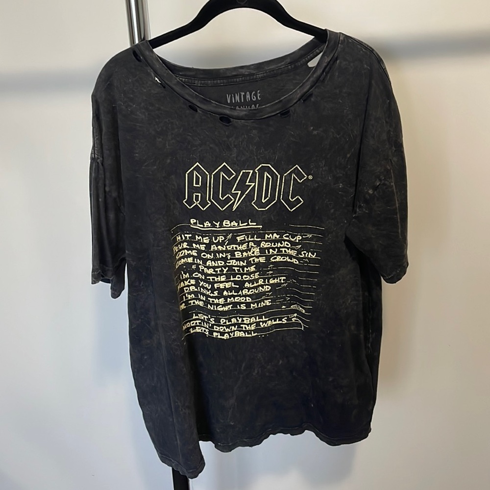 Vintage Canvas AC/DC Oversized Graphic T-Shirt